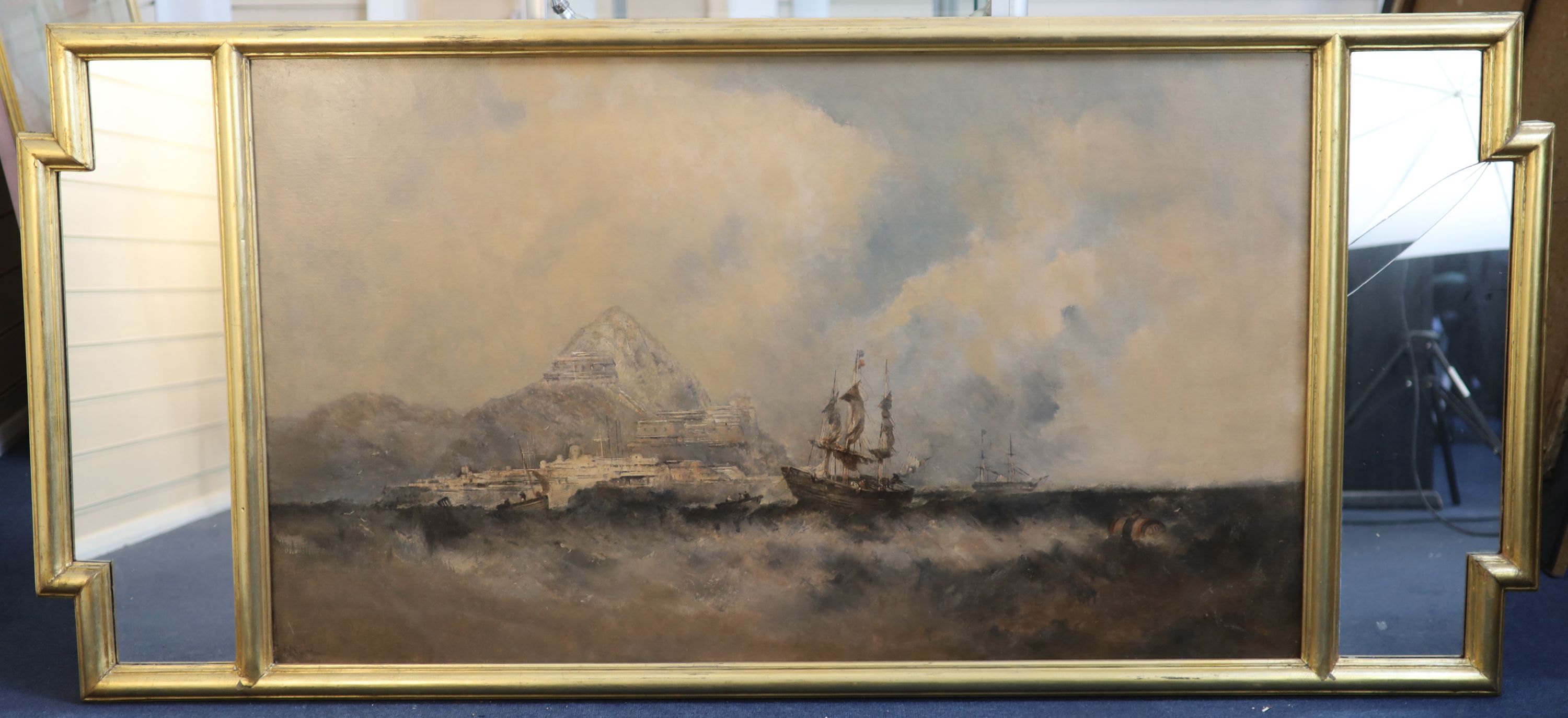 William McAlpine (fl.1820-1883) Shipping off the coast of Hong Kong 29 x 49.5in.